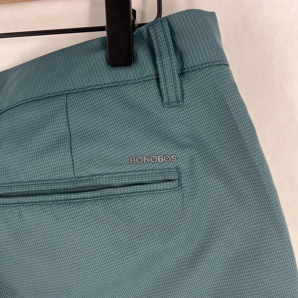 Bonobos Golf Chino Pant Mens‎ 34 Teal Houndstooth Performance Classic Straight